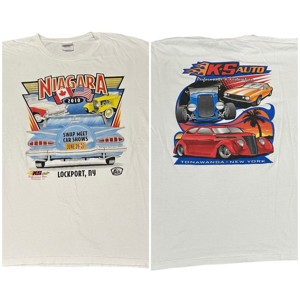 Niagara Falls 2010 Car Swap Meet Car‎ Shows Double Sided T Shirt White 2XL